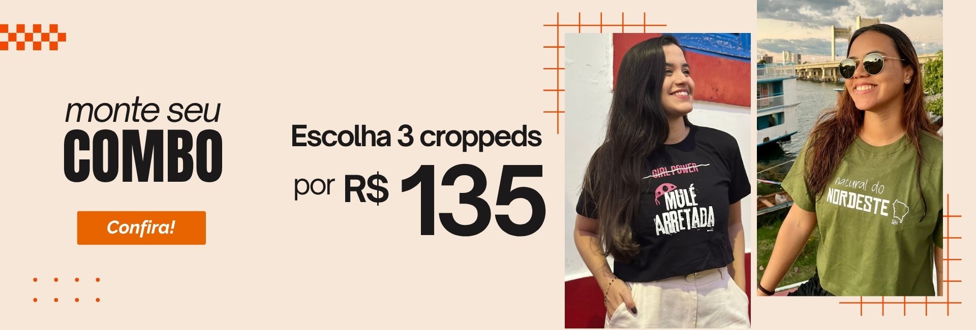 Combo 3 Croppeds por R$135